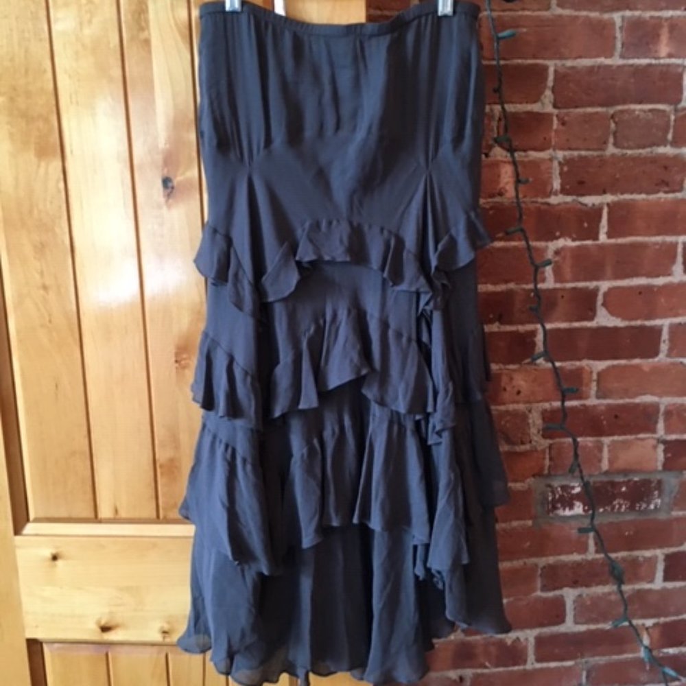 DNKY Grey Ruffle Silk Skirt